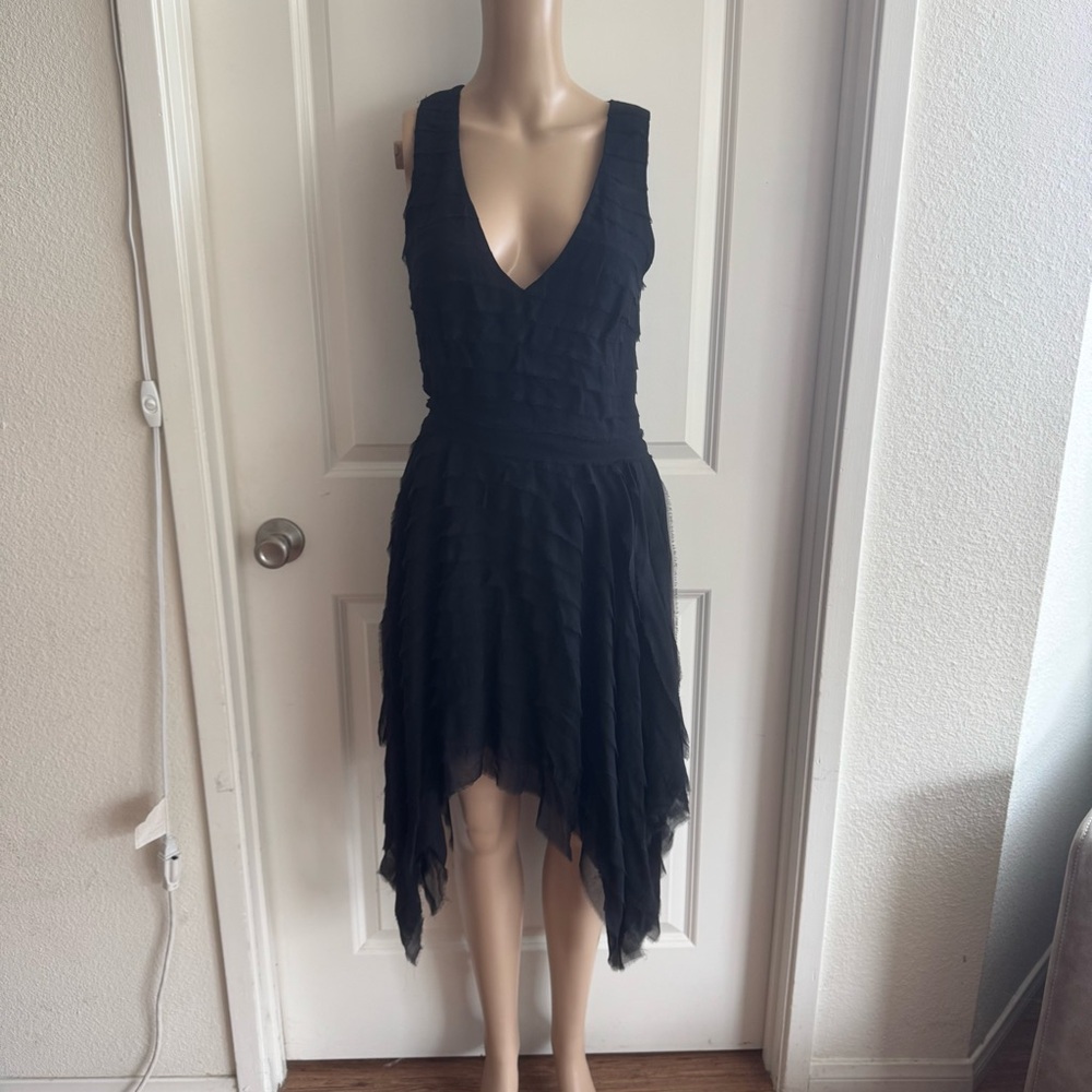 Plein Sud Raw Edge Asymmetrical Silk Dress